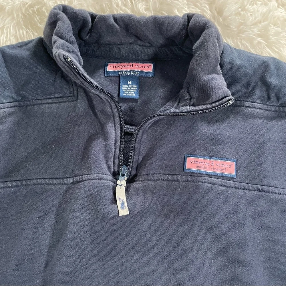 Vineyard Vines Men's Surf Shep quarter zip Navy Sweater - Picture 3 of 6